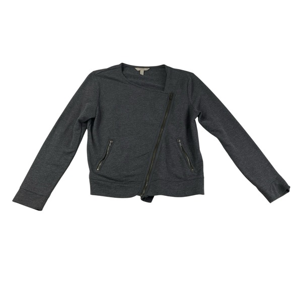 Banana Republic Moto Jacket Women's Petite M Gray Asymmetrical Zip Sweater Coat - Picture 1 of 10